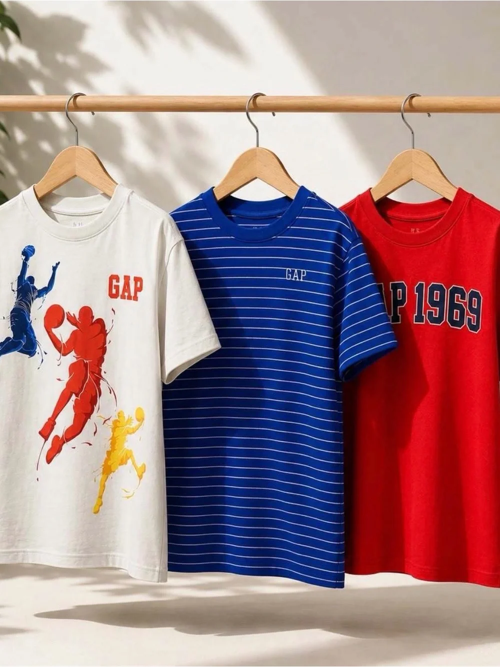 GAP Boys' Red, Royal Blue & White Graphic and Stripe Short-Sleeve Tees - 3-Pack